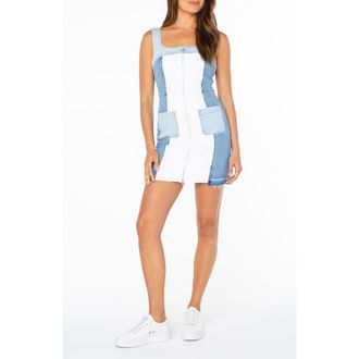 Roxy Sami Sleeveless Denim Patch Minidress in White Sky at Nordstrom, Size X-Small