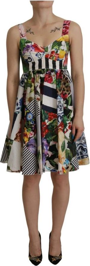 Short Dresses, female, Multicolor, L, Patchwork A-Line Mini Dress