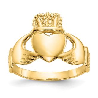 Diamond2Deal 14k Yellow Gold Ladies Claddagh Ring