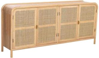 Wanderlust Deco Aparador de madera y rat&aacute;n marr&oacute;n 180x40x82h cm
