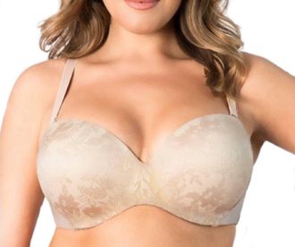 Curvy Couture Strapless Sensation Multi-Way Push-Up Bra In Bombshell Nude