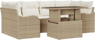 vidaXL Vidaxl - Garden Sofa Set Manual 7 pcs Beige 100 x 55 x 73 cm Poly rattan