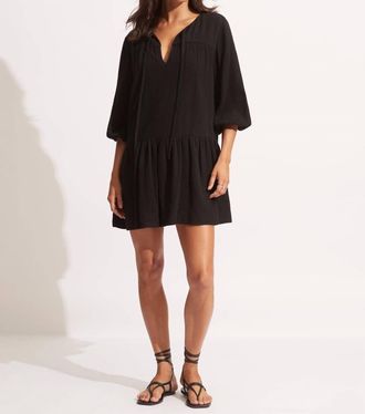 Seafolly Fallow Textured Cotton Cover Up In Black