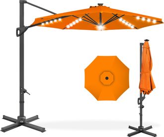 Best Choice Products 10ft 360-Degree Solar LED Lit Cantilever Patio Umbrella, Outdoor Hanging Shade