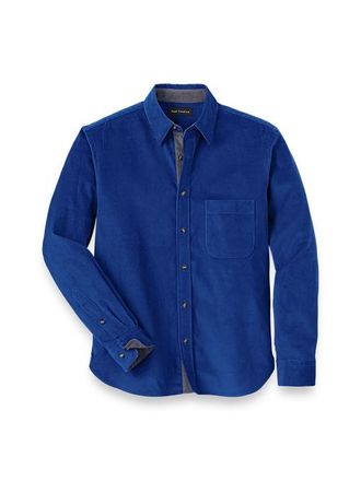 Paul Fredrick Slim Fit Cotton Corduroy Casual Shirt in Blue at Nordstrom, Size X-Large