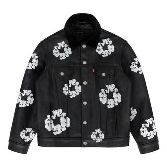 Denim Tears x Levis FW23 Leather Cotton Wreath Type Iii Jacket Black A5613-0000