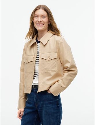 Tommy Hilfiger Womens Lightweight Twill Chino Zip Jacket - Clayed Pebble - XXL