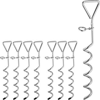 OEM Kit De Estacas De Anclaje En Espiral, Paquete De 8, Forma De Sacacorchos, Tienda De Campa&ntilde;a Para Cama El&aacute;stica De Perro De Acero, 42 Cm, Plateada