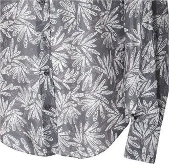 Brunello Cucinelli Womens Coal Printed Silk Button Front Shirt, Size XL