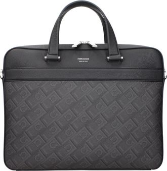 Ferragamo Borsa Salvatore Ferragamo Da Lavoro Uomo In Tessuto Nero E Grigio