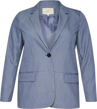 Kaffe Curve Vintage Indigo Blazer met V-hals - Dames - Blazers - Blauw - 2XL - Leer - Jassen