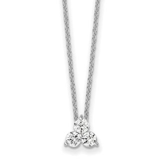 Diamond2Deal 14K Gold 3/4 Ct Lab Grown Diamond 3 Stone Necklace 18 Clarity VS, Color D-E