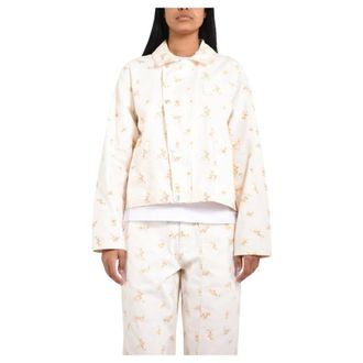 Msgm Denim Jackets, female, White, Size: XS Winter Jackets