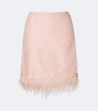 Staud Lark feather-trimmed silk miniskirt