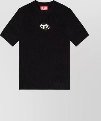 Diesel ribbed cutout slim-fit short-sleeve knitted top