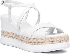 Nero Giardini Ankle Strap Platform Wedge Sandal in White at Nordstrom Rack, Size 10Us / 40Eu