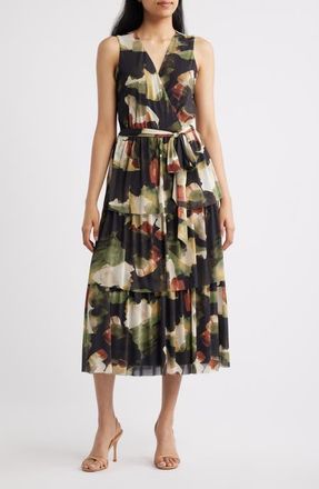 Anne Klein Abstract Print Mesh Midi Dress in Bay Leaf Multi at Nordstrom, Size X-Small P