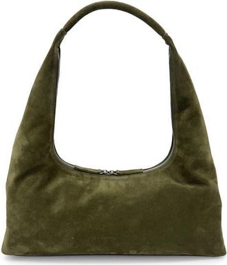 Margesherwood Large Hobo Leather Shoulder Bag in Dark Olive Suede at Nordstrom