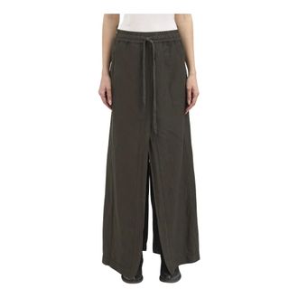Andrea Ya'aqov Wide Trousers, female, Brown, Size: XS Long viscose and linen skirt