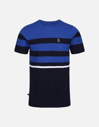 Luke Mens Stride Striped T-Shirt | Very Dark Navy - Blue - Size: 42