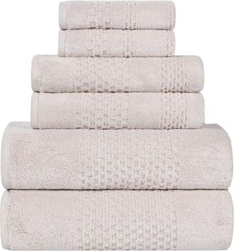 Superior Playa Zero Twist Cotton Medium Weight Solid Waffle Textured 6Pc Towel Set