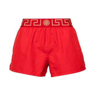 Versace Beachwear, male, Red, Size: 2XL Greca Border Swim Shorts