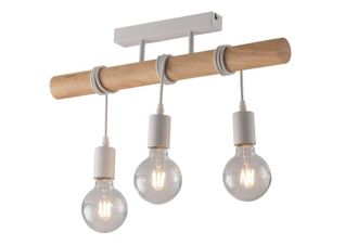 Netlighting Arizona Bar Ceiling Semi Flush Light Pine White E27 in Brown