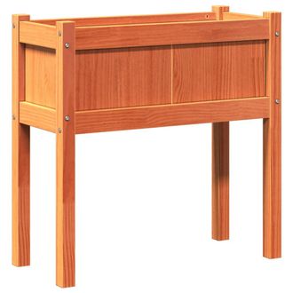 vidaXL Vidaxl - Jardinera Con Patas Madera Maciza Pino Marr&oacute;n Cera 70x31x70 Cm