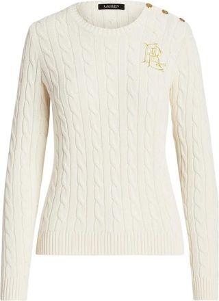 Ralph Lauren Gebreide kleding - Dames - Ronde hals truien - Wit - L - Katoen - Truien & Vesten