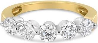House of Brilliance 14K Gold 1 1/2 Cttw Round-Cut Diamond 5 Stone Ring Band in Yellow at Nordstrom, Size 7