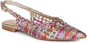 SaintG Chayya Metallic Woven Slingback Flat in Rainbow at Nordstrom Rack, Size 11Us / 41Eu