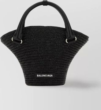Balenciaga beach mini straw shoulder bag