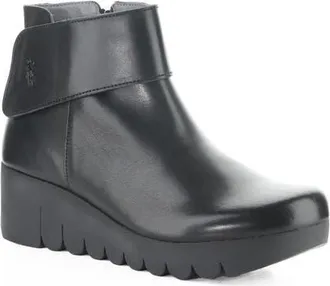 FLY London Vube Platform Wedge Bootie in 000 Black at Nordstrom, Size 39