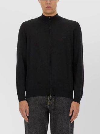HUGO BOSS ribbed cuff and hem knit cardigan
