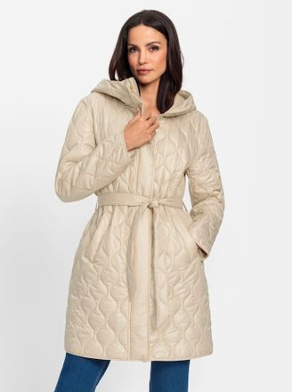 Heine Steppmantel HEINE, Damen, Gr. 44, beige, 100% Polyester, Wattierung:100% Polyester, unifarben, unifarben mit Farbeinsatz, unifarben mit Farbeins&auml;tzen,