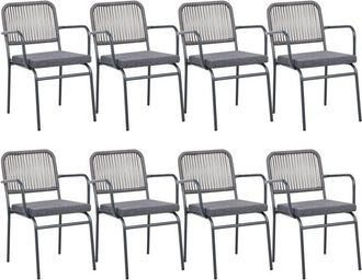 Beliani Conjunto De 8 Sillas De Jard&iacute;n De Metal Aluminio Apilables Acabado Recubrimiento De Polvo Exterior Con Cojines Adicionales Gris Taceno