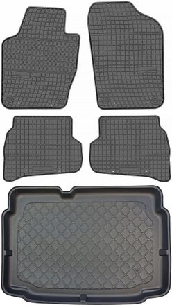 OEM Volkswagen Polo V 6r Hatchback De 05.2009 A 09.2017 Set - Alfombrillas De Goma Para Coche + Alfombrilla Para Maletero