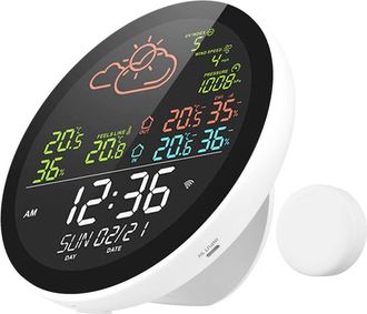 OEM Estaci&oacute;n Meteorol&oacute;gica Inteligente Con Wi-fi, Reloj, Medici&oacute;n De Temperatura Y Humedad Interior Y Exterior, Gran Pantalla Multifunci&oacute;n A Color, Reloj 