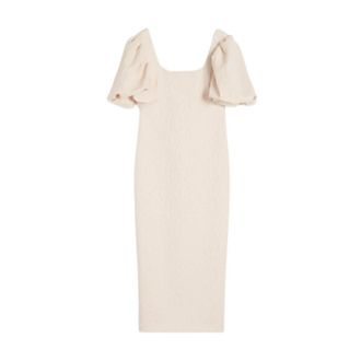 Max Mara Jacquard cloque jurk - Dames - Casual kleedjes - Beige - XS - Katoen - Kleedjes