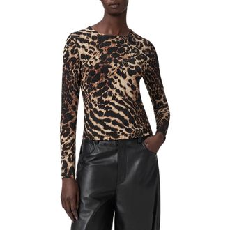 AllSaints Katlyn Leopard Print Jersey Top in Pardus Honey Brown at Nordstrom Rack, Size 6 Us / 10 Uk