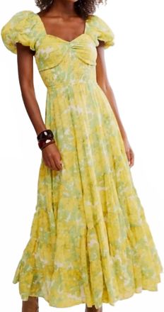 Free People Floral Midi Dress In Butter Yellow