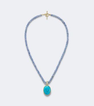 Octavia Elizabeth Collar con colgante Hidden Gem de oro de 18 ct con turquesa y cuentas de tanzanita