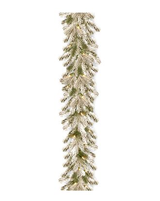 National Tree Company 9Ft Feel-Real Snowy Sheffield Spruce Garland With 70 Clear Lights