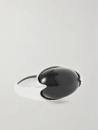 Loren Stewart Anello In Argento Sterling Con Agata Orb - Nero