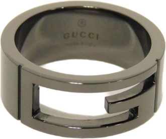 Gucci Black Gunmetal Silver 925 Band Ring (Pre-Owned)