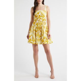 Julia Jordan Mixed Print Cotton Minidress in Yellow Multi at Nordstrom, Size 10
