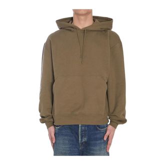 Saint Laurent Hoodie van katoen met geborduurd logo - Heren - Sweatshirts & Hoodies - Groen - Maat: M Katoen