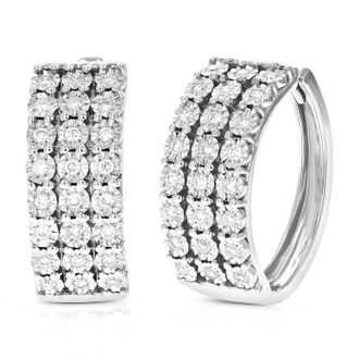 Vir Jewels 1/4 cttw Lab Grown Diamond Hoop Earrings in Sterling Silver With Hidden Post For Women