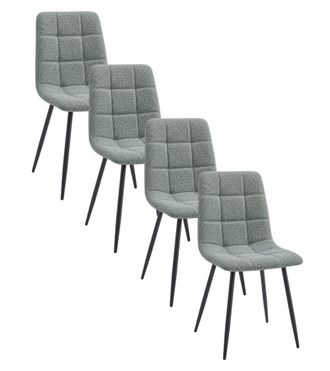Home Heavenly Pack de 4 sillas de comedor en tela verde menta y patas metal negro