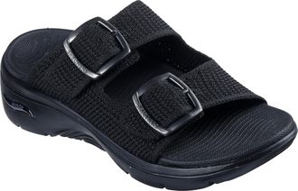 Skechers Go Walk Arch Fit 2.0 Destined Textile Womens Black Sandals - UK 8
